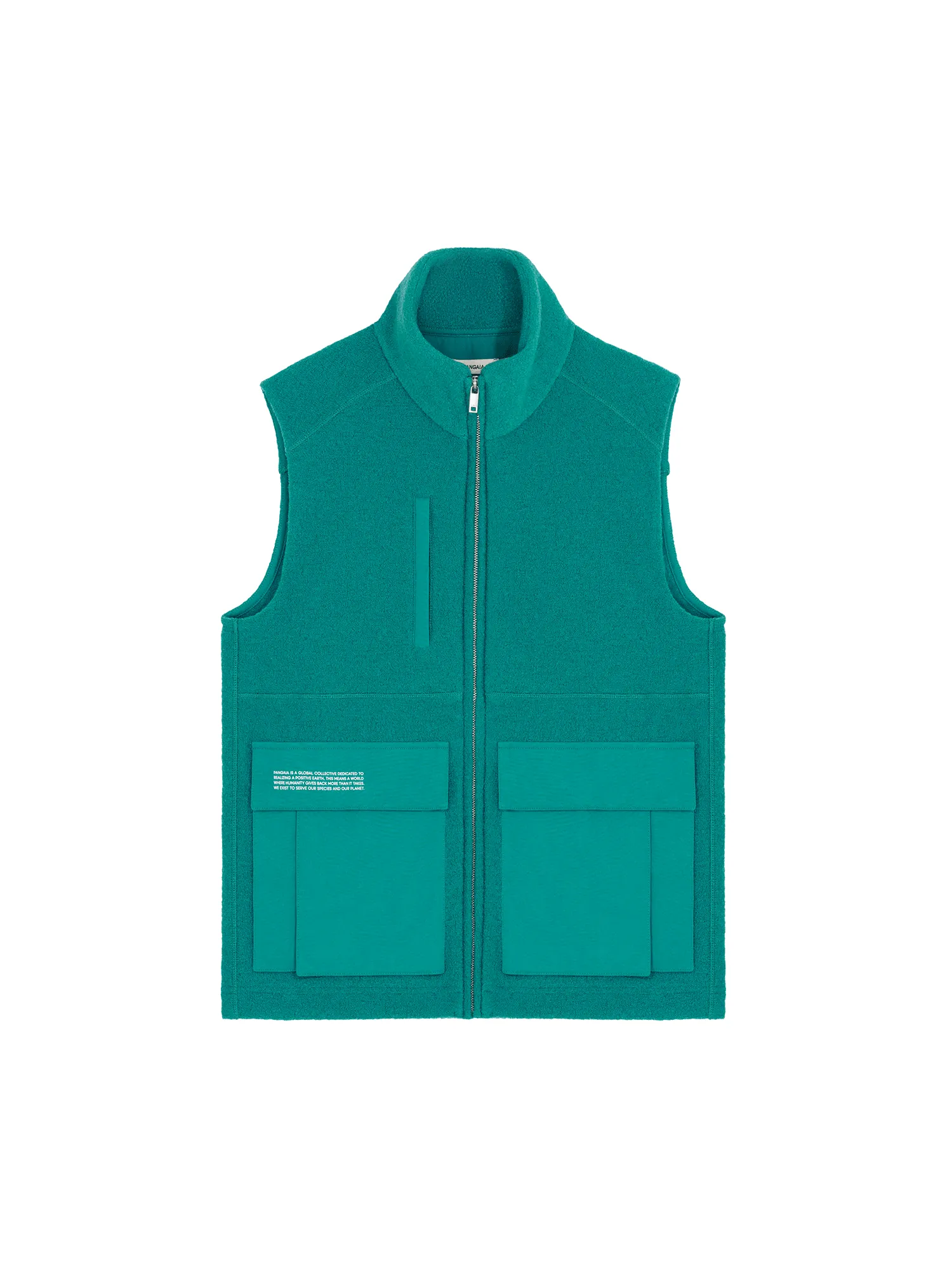 Womens DNA Utility Wool Gilet—scarab teal sold by Pangaia