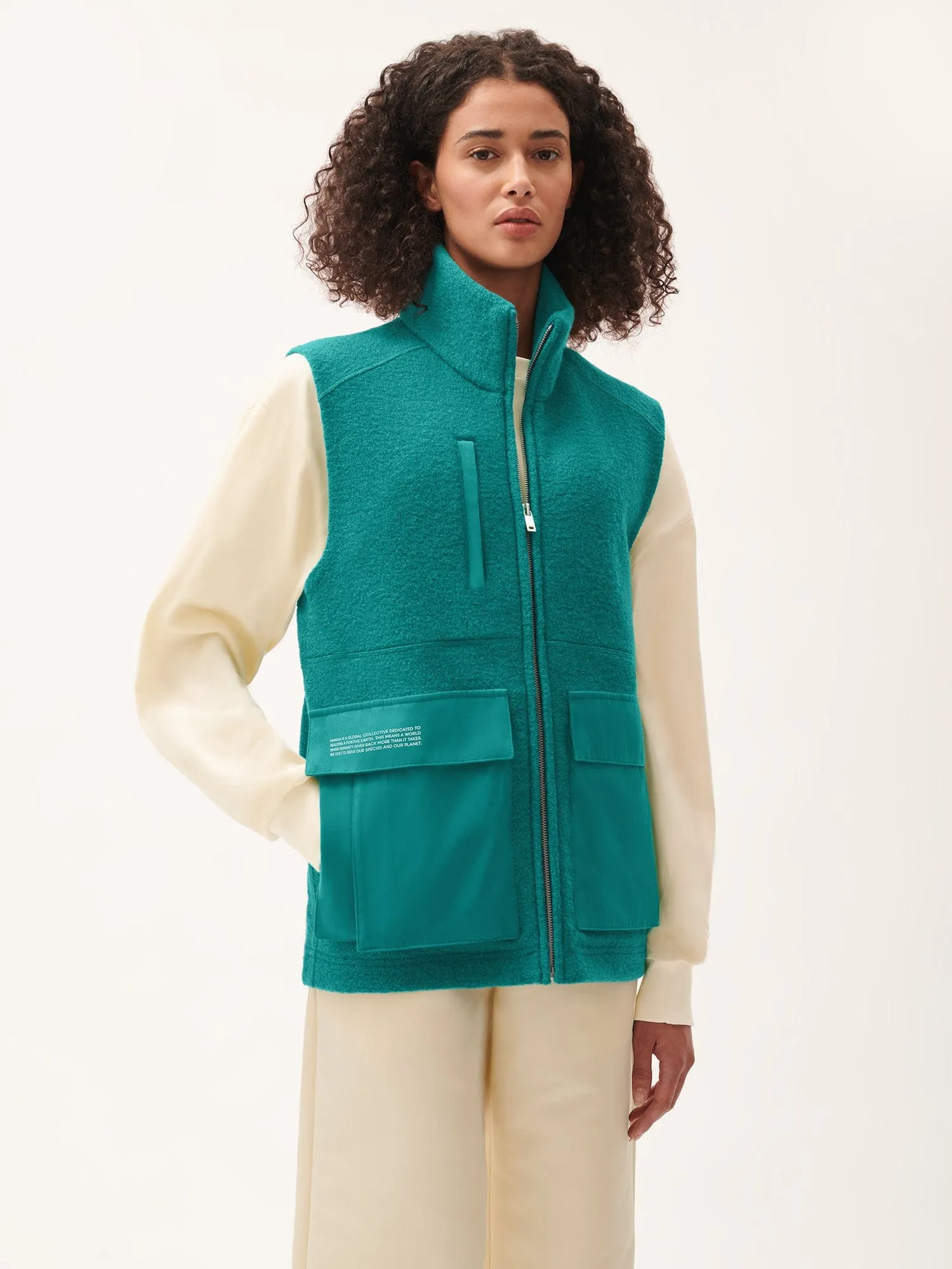 Womens DNA Utility Wool Gilet—scarab teal sold by Pangaia product image thumbnail 2