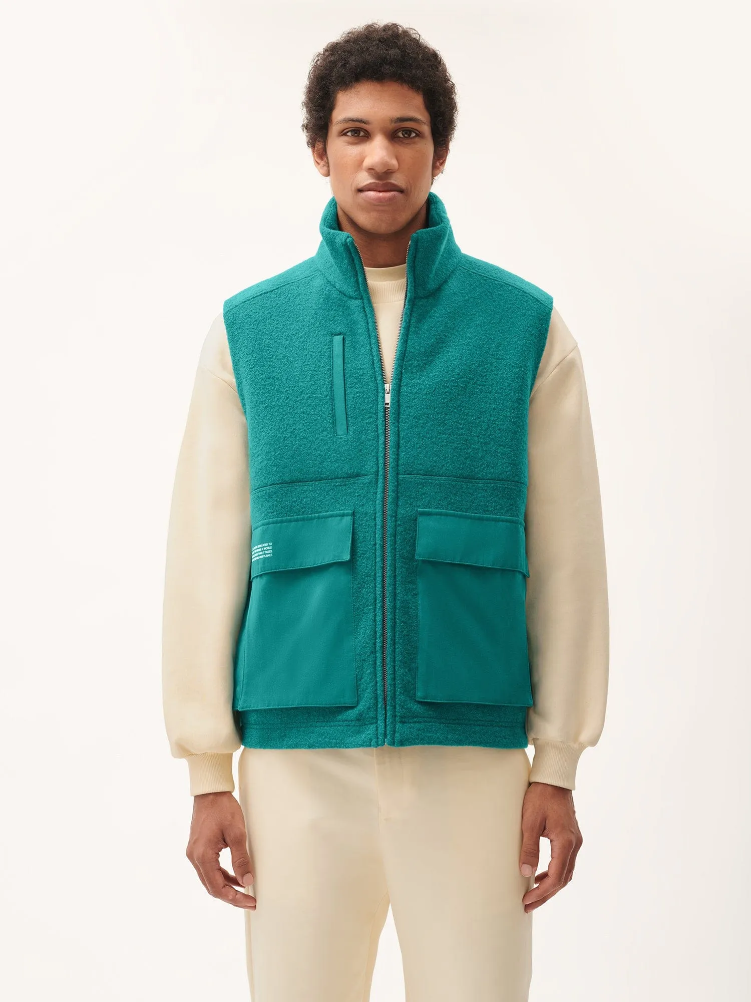 Mens DNA Utility Wool Gilet—scarab teal sold by Pangaia product image thumbnail 2