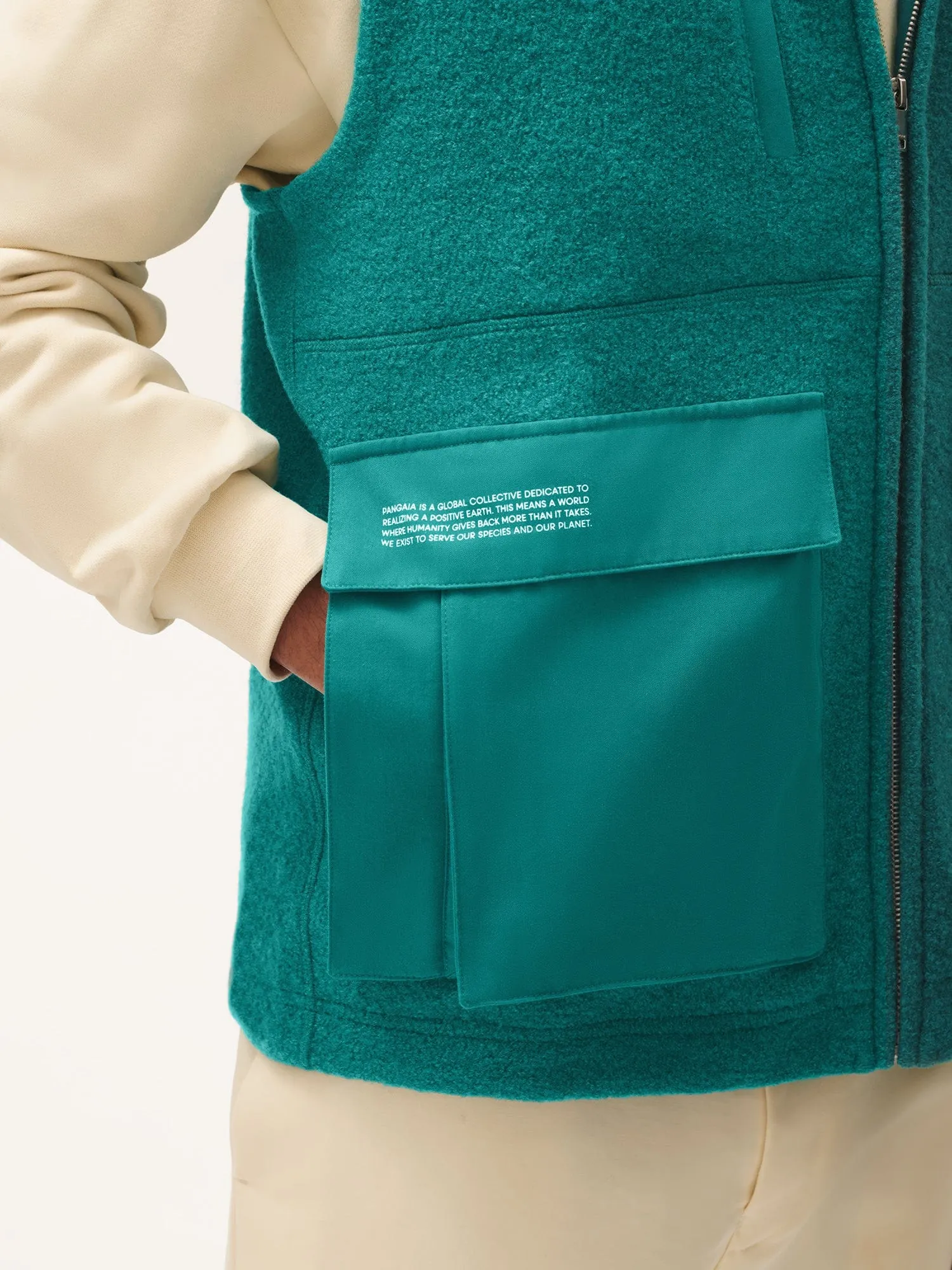 Mens DNA Utility Wool Gilet—scarab teal sold by Pangaia product image thumbnail 4