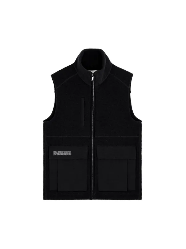 Men's DNA Utility Wool Gilet—black sold by Pangaia