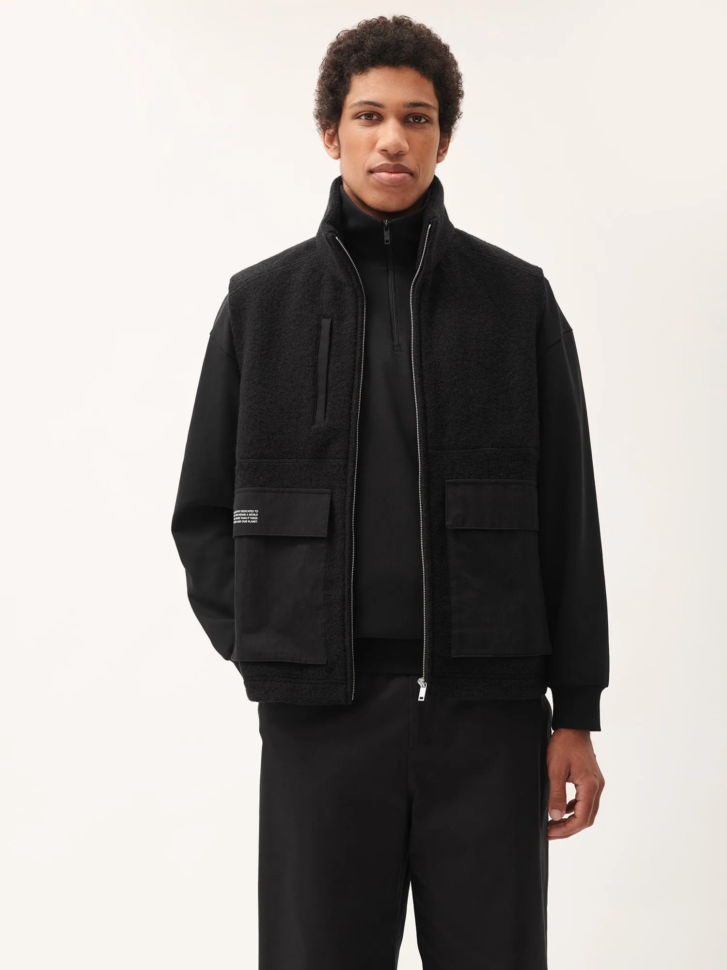 Mens DNA Utility Wool Gilet—black sold by Pangaia product image thumbnail 2