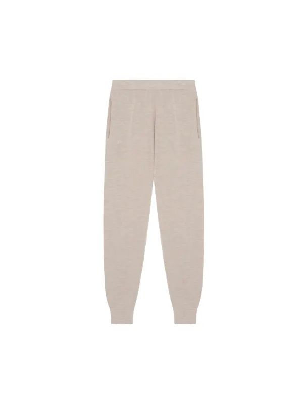 Womens Regenerative Merino Wool Track Pants—stone marl sold by Pangaia
