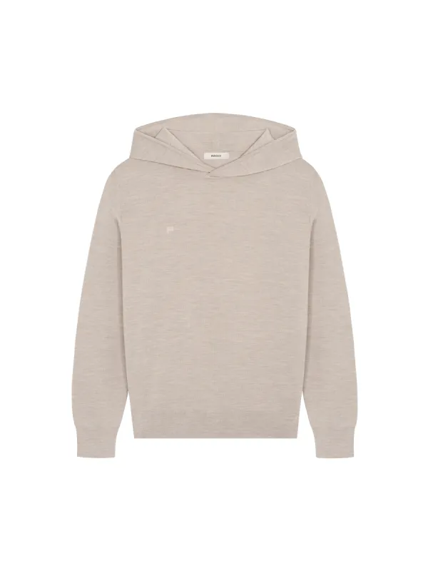 Mens Regenerative Merino Wool Hoodie—stone marl sold by Pangaia