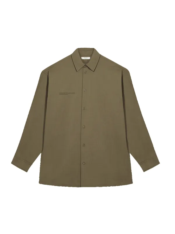 Cotton Linen Long Sleeve Overshirt—soil brown sold by Pangaia