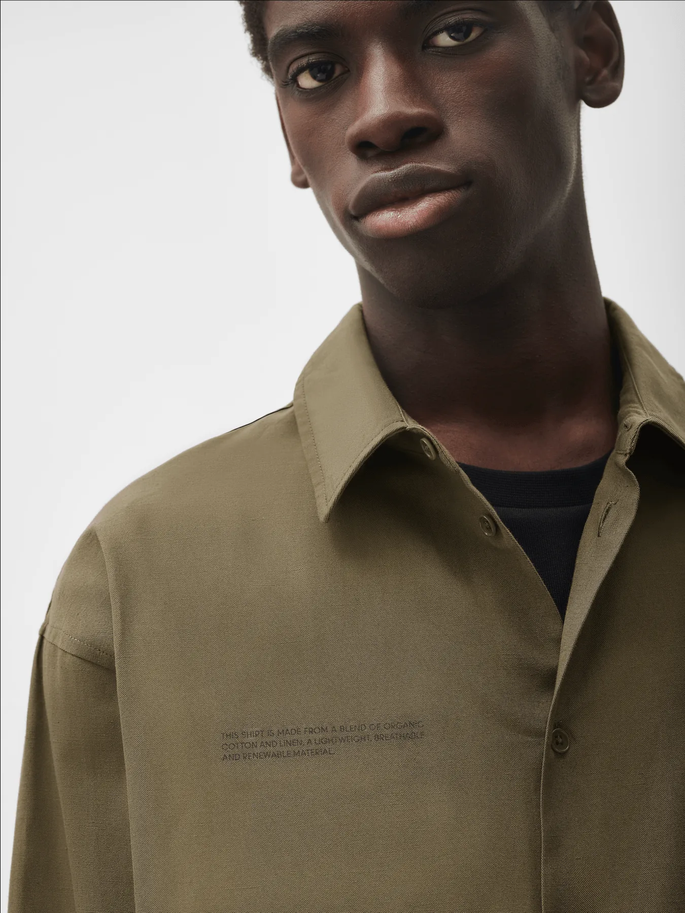 Cotton Linen Long Sleeve Overshirt—soil brown sold by Pangaia product image thumbnail 5