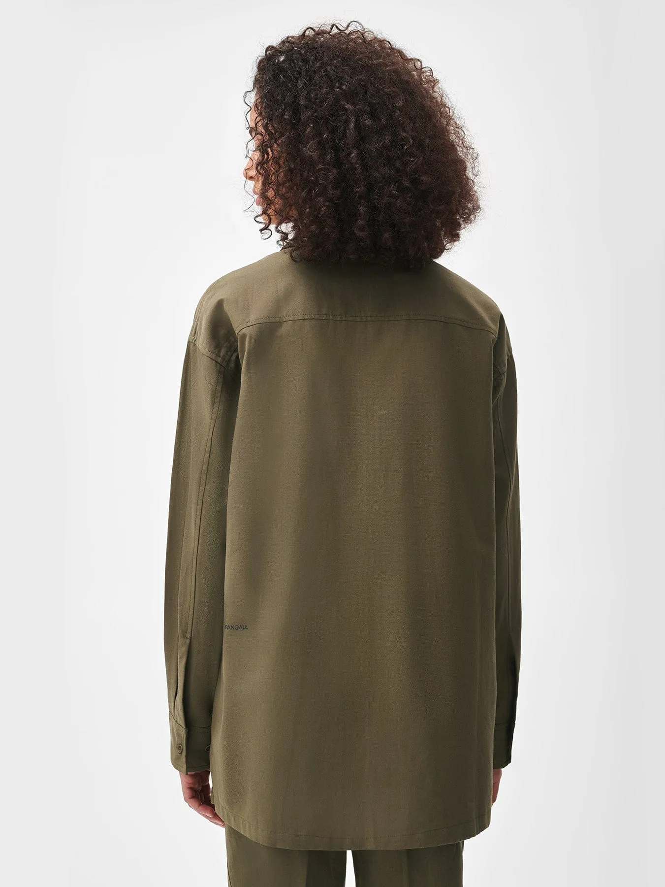 Cotton Linen Long Sleeve Overshirt—soil brown sold by Pangaia product image thumbnail 4