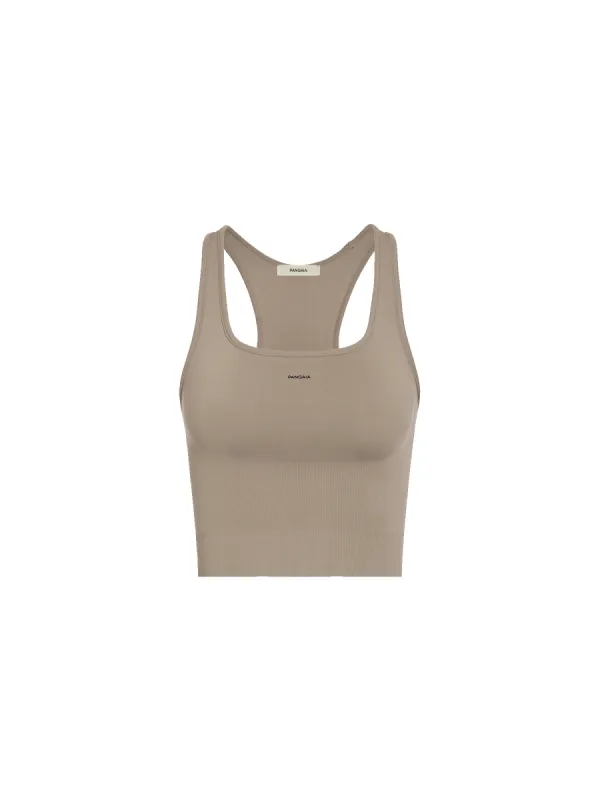 Womens Plant-Stretch Compressive Ribbed Tank Top—taupe sold by Pangaia