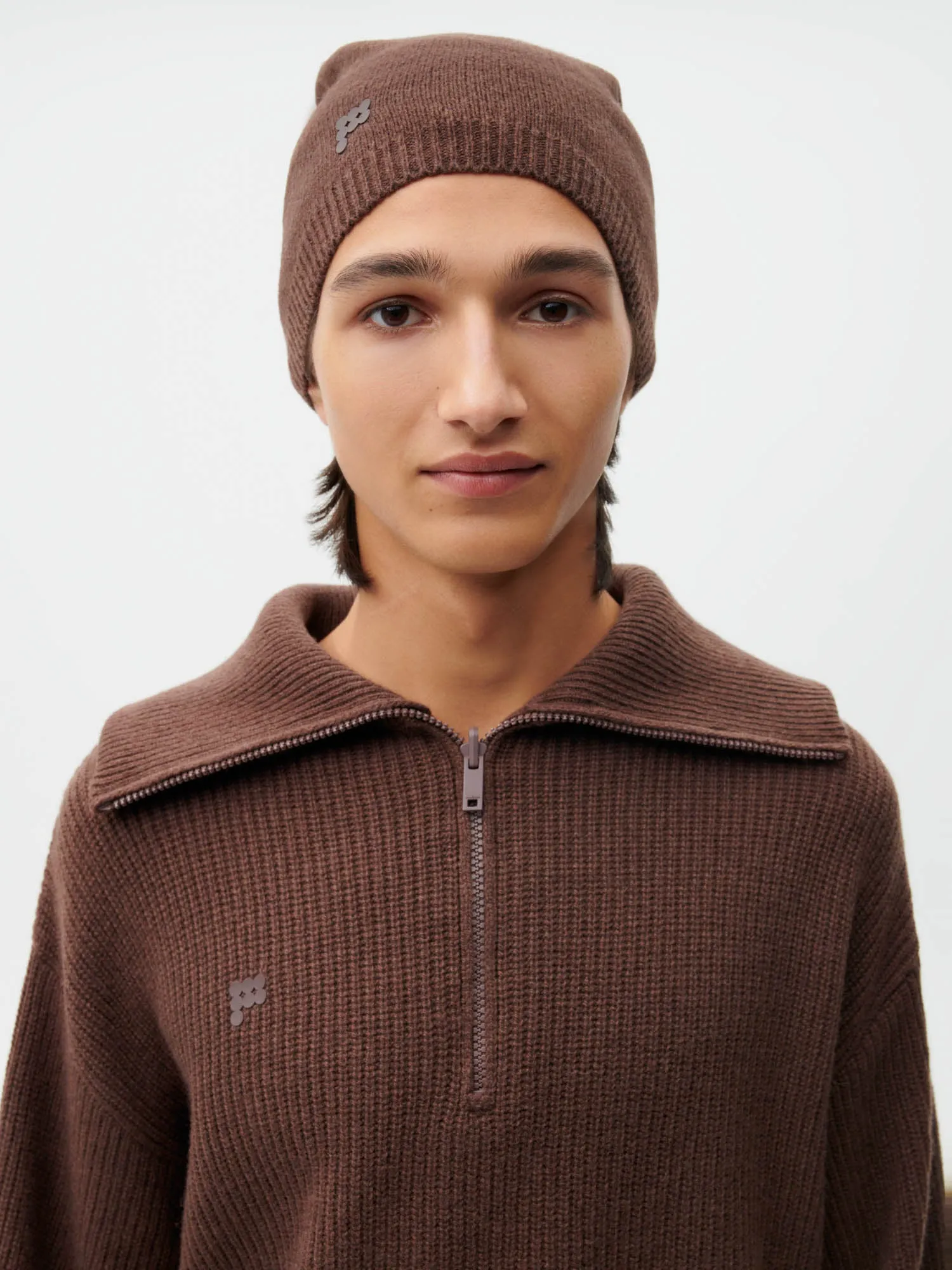 Recycled Cashmere Beanie—chestnut brown sold by Pangaia product image thumbnail 2