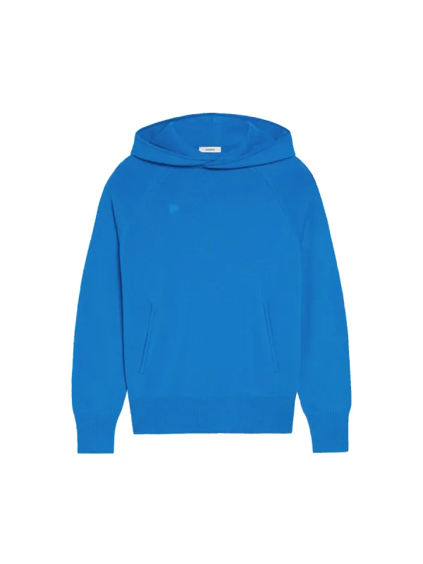 Womens Recycled Cashmere Hoodie—cerulean blue sold by Pangaia