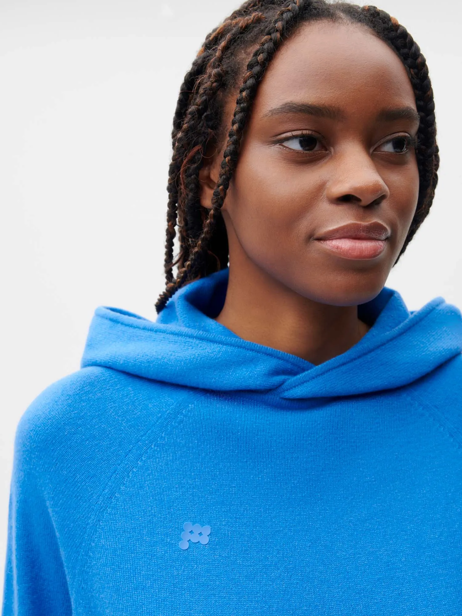 Womens Recycled Cashmere Hoodie—cerulean blue sold by Pangaia product image thumbnail 3