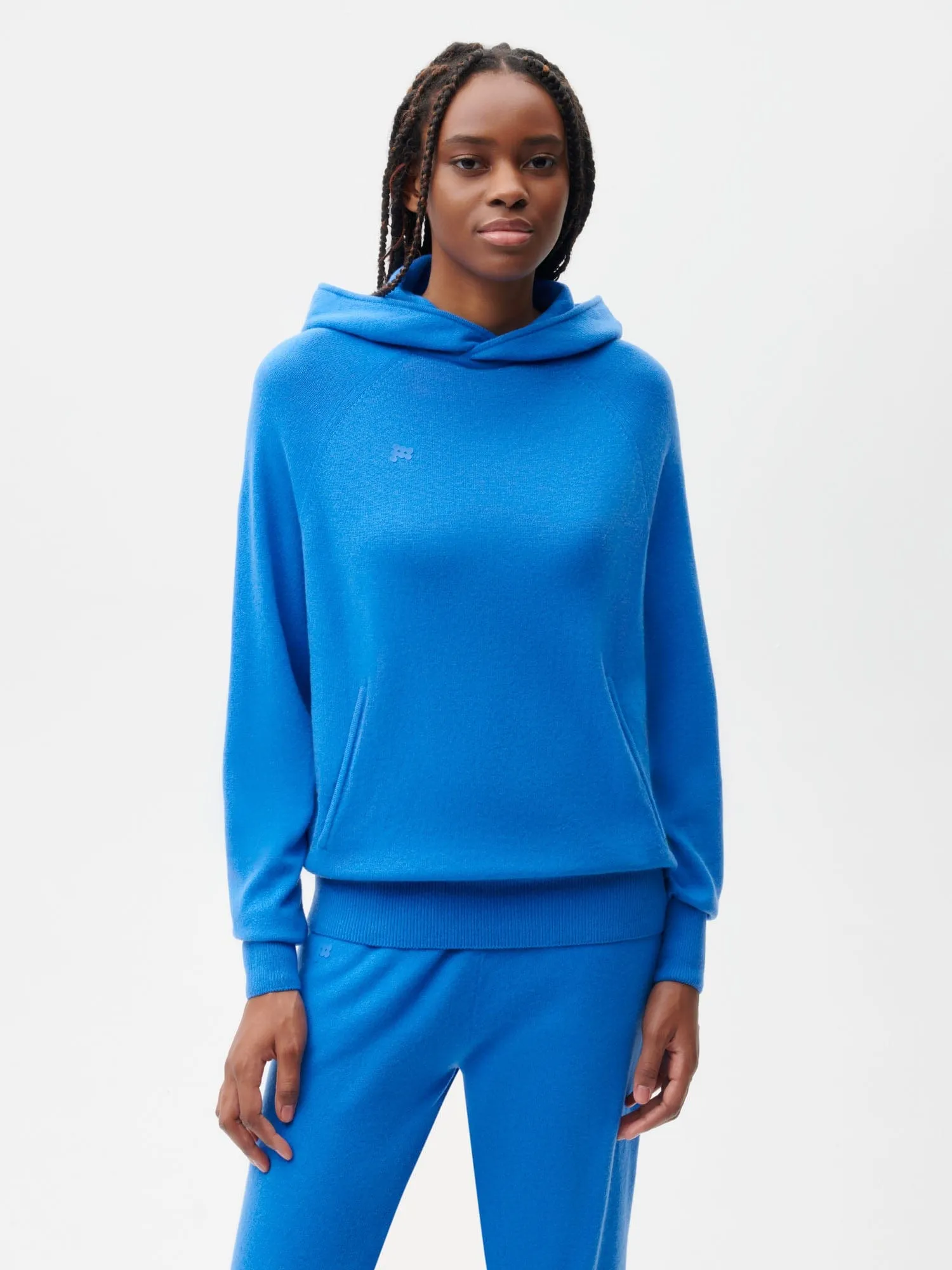 Womens Recycled Cashmere Hoodie—cerulean blue sold by Pangaia product image thumbnail 2