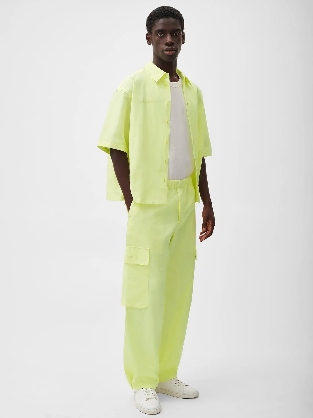 Mens Organic Cotton Linen Cargo Pants—andes green sold by Pangaia product image thumbnail 2