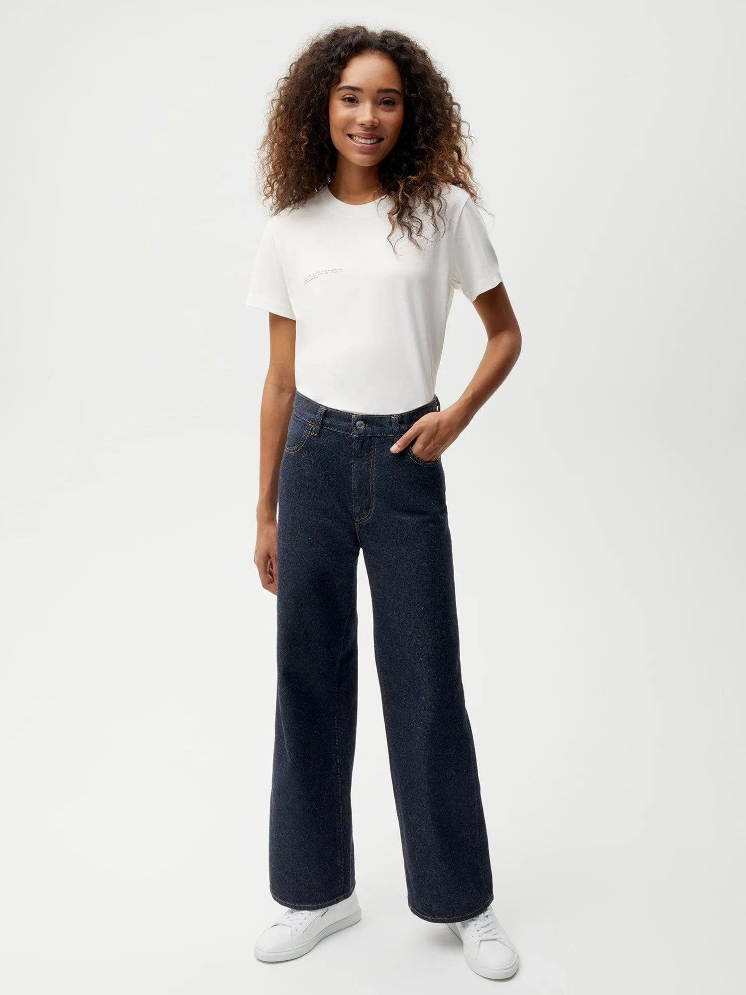 Womens Hemp Denim High-Rise Wide leg Jeans—rinse wash sold by Pangaia product image thumbnail 2