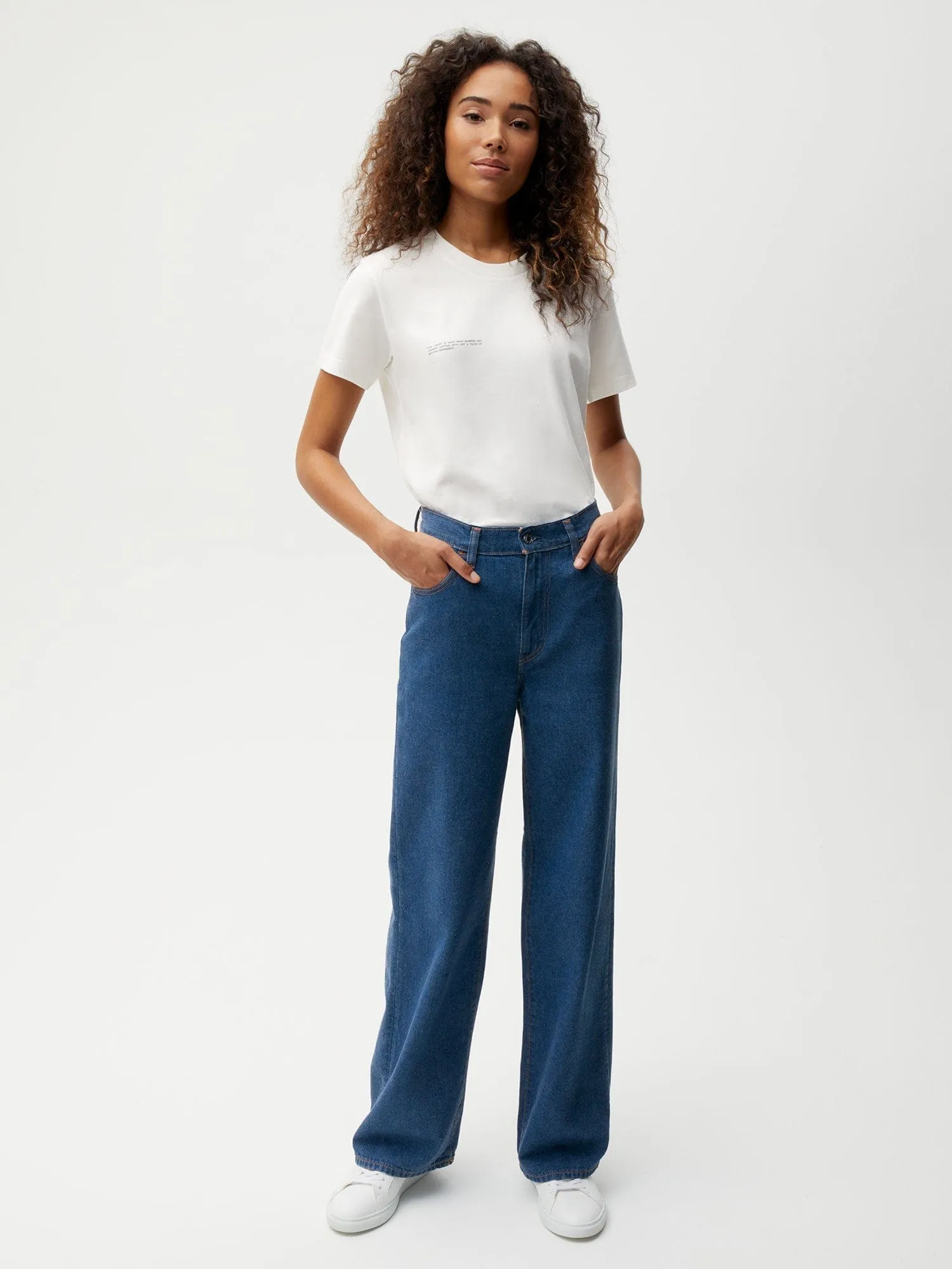Womens Hemp Denim High-Rise Wide leg Jeans—mid wash sold by Pangaia product image thumbnail 3