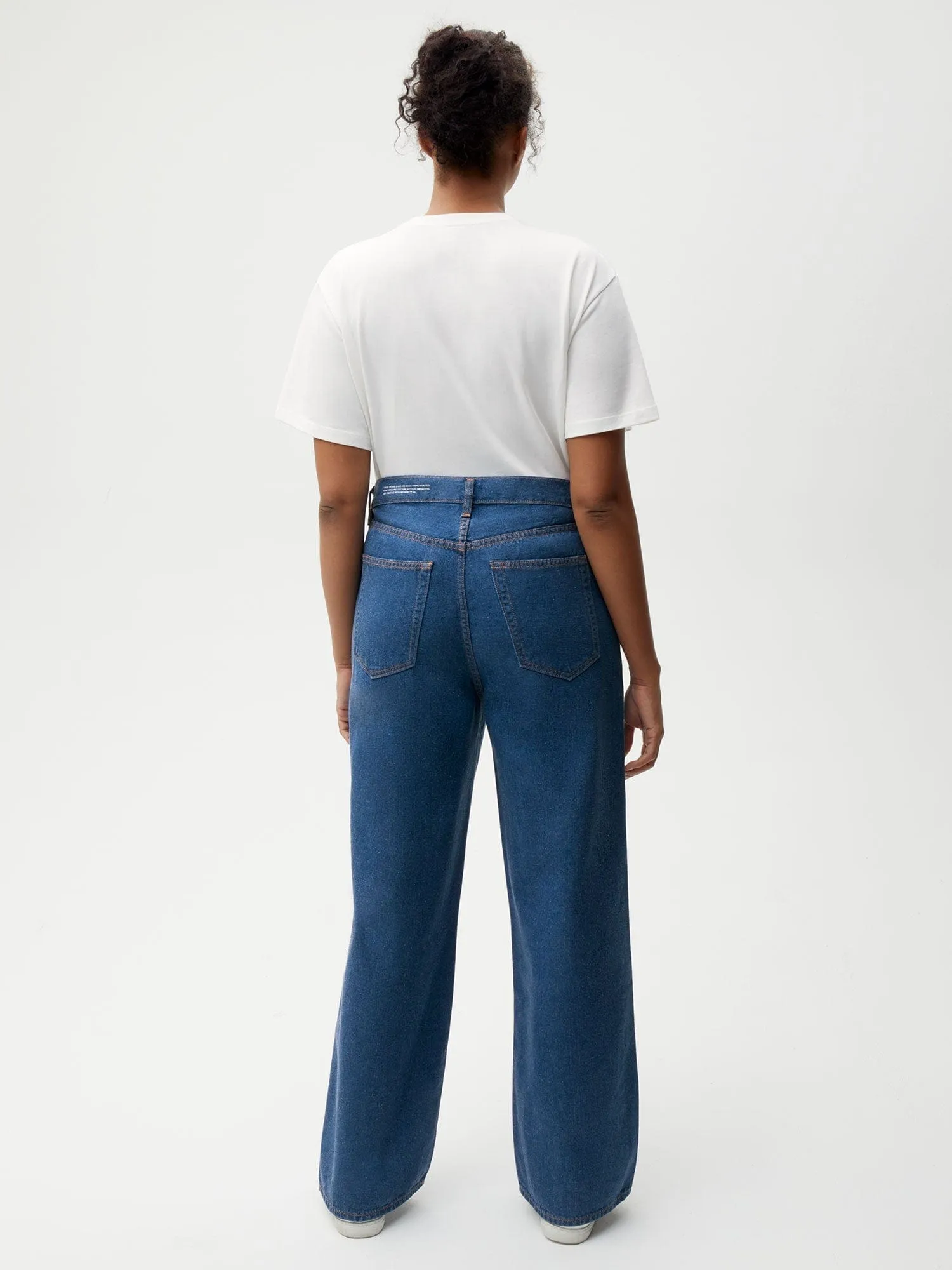 Womens Hemp Denim High-Rise Wide leg Jeans—mid wash sold by Pangaia product image thumbnail 5