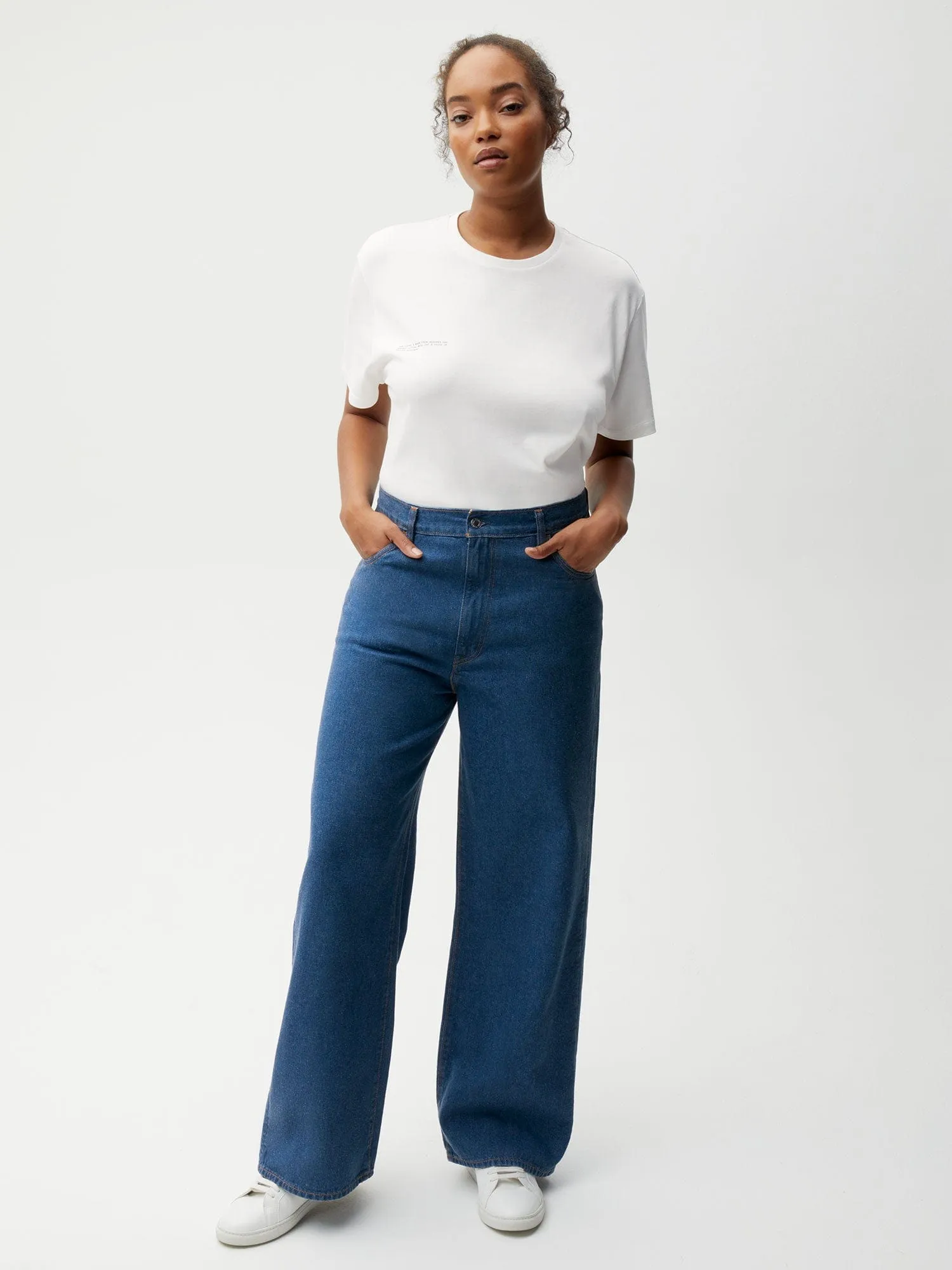 Womens Hemp Denim High-Rise Wide leg Jeans—mid wash sold by Pangaia product image thumbnail 2