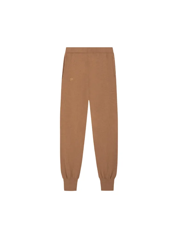 Mens Recycled Cashmere Track Pants—camel sold by Pangaia
