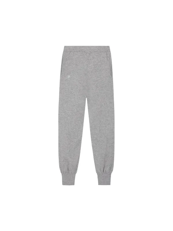 Womens Recycled Cashmere Track Pants—pale grey melange sold by Pangaia