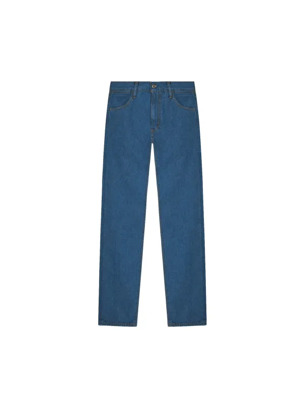 Womens Hemp Denim Straight-Leg Jeans—mid wash sold by Pangaia