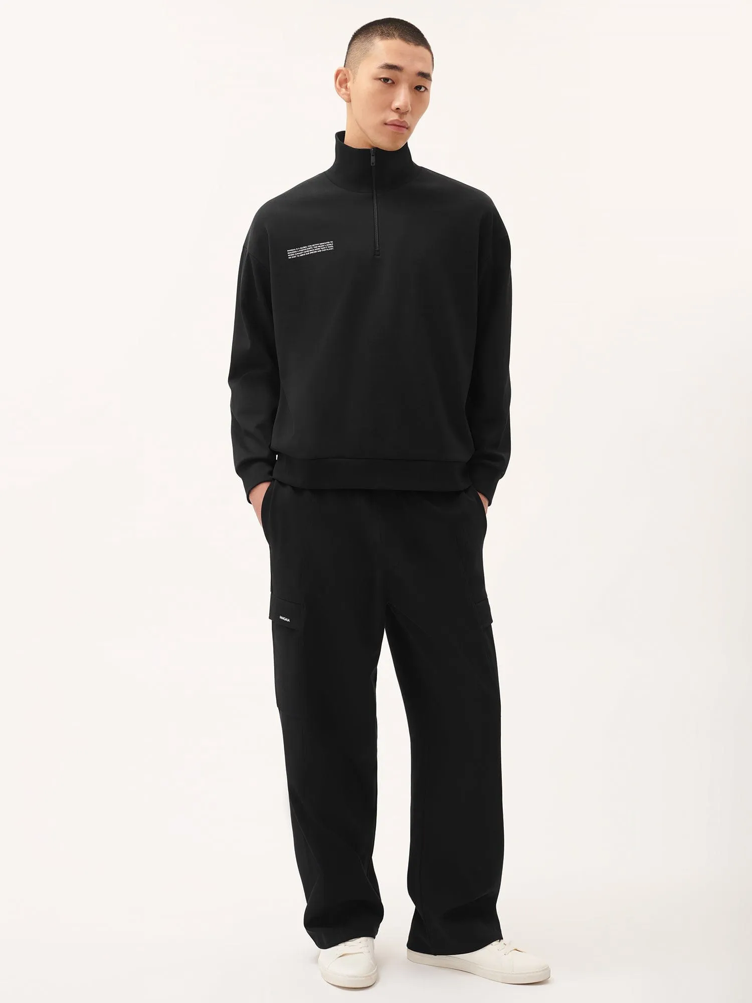 Mens DNA Double Jersey Half Zip Sweatshirt—black sold by Pangaia product image thumbnail 5