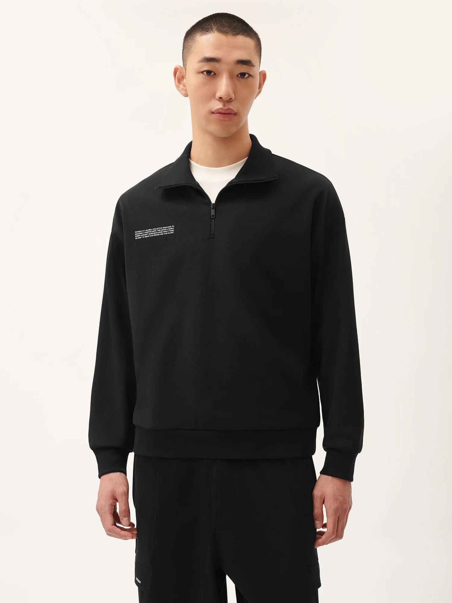 Mens DNA Double Jersey Half Zip Sweatshirt—black sold by Pangaia product image thumbnail 2