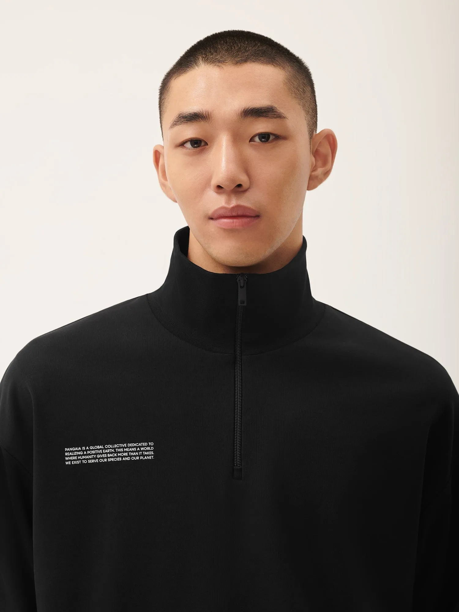 Mens DNA Double Jersey Half Zip Sweatshirt—black sold by Pangaia product image thumbnail 4