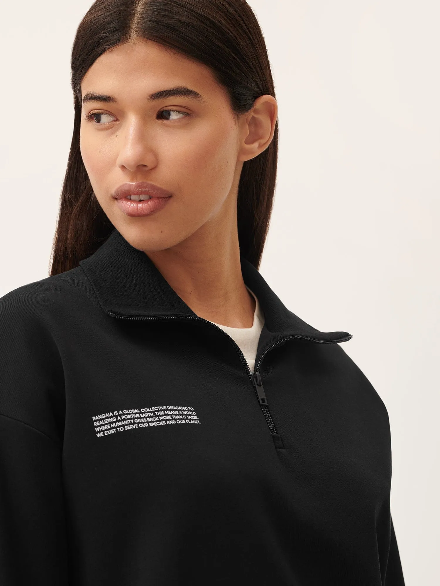 Womens DNA Double Jersey Half Zip Sweatshirt—black sold by Pangaia product image thumbnail 3