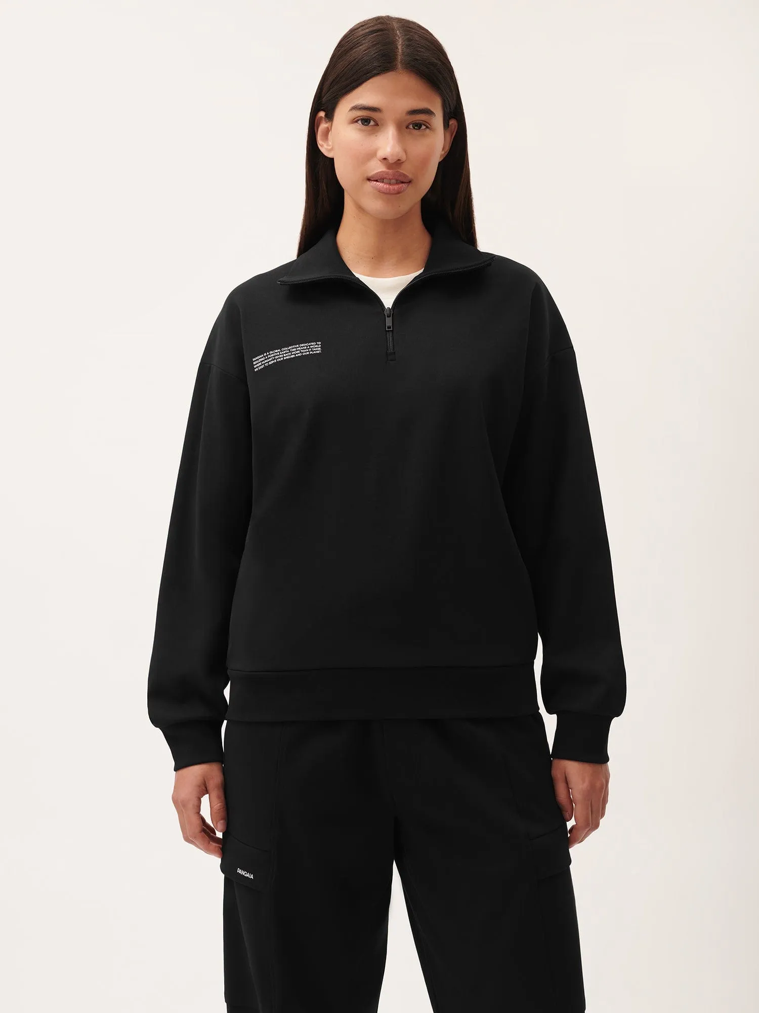 Womens DNA Double Jersey Half Zip Sweatshirt—black sold by Pangaia product image thumbnail 2