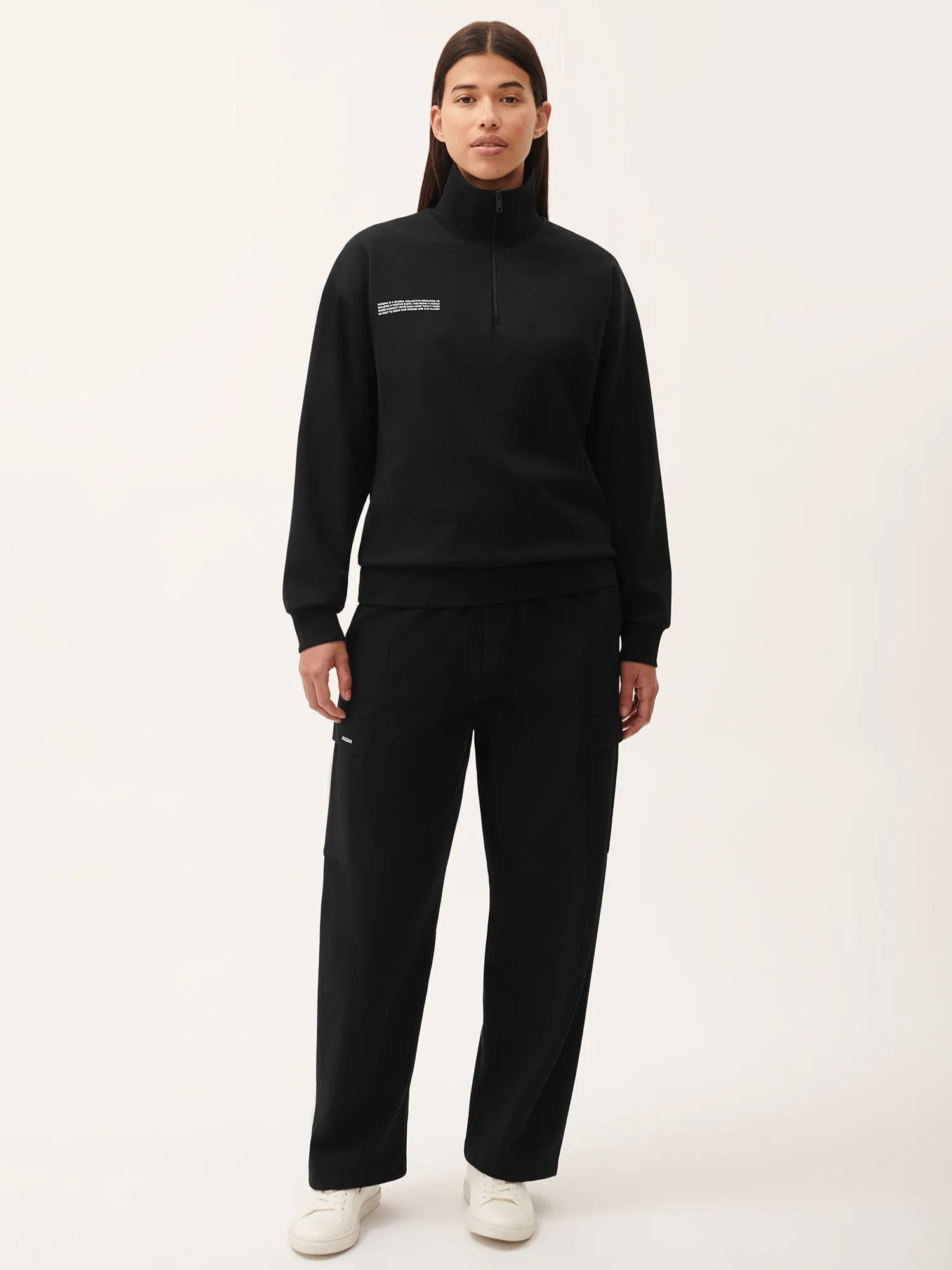 Womens DNA Double Jersey Half Zip Sweatshirt—black sold by Pangaia product image thumbnail 4