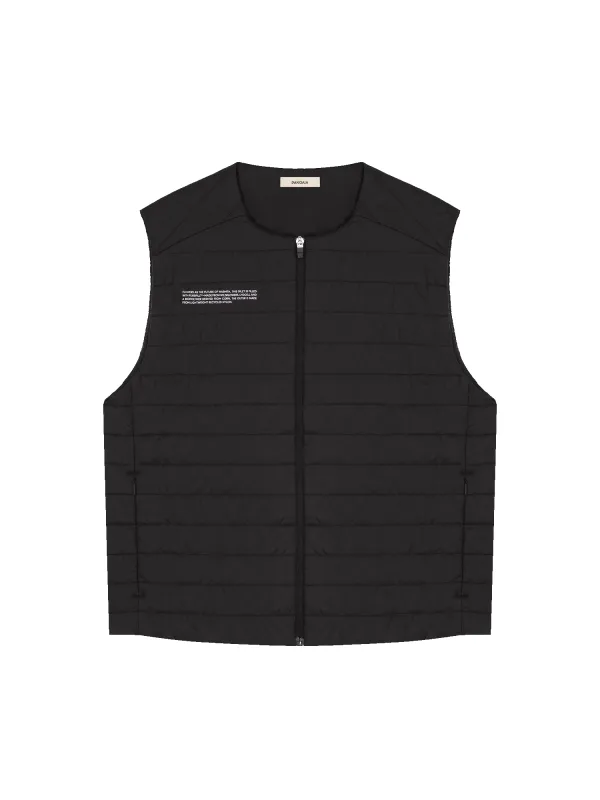 Mens Flower-Warmth Lite Gilet—Black sold by Pangaia