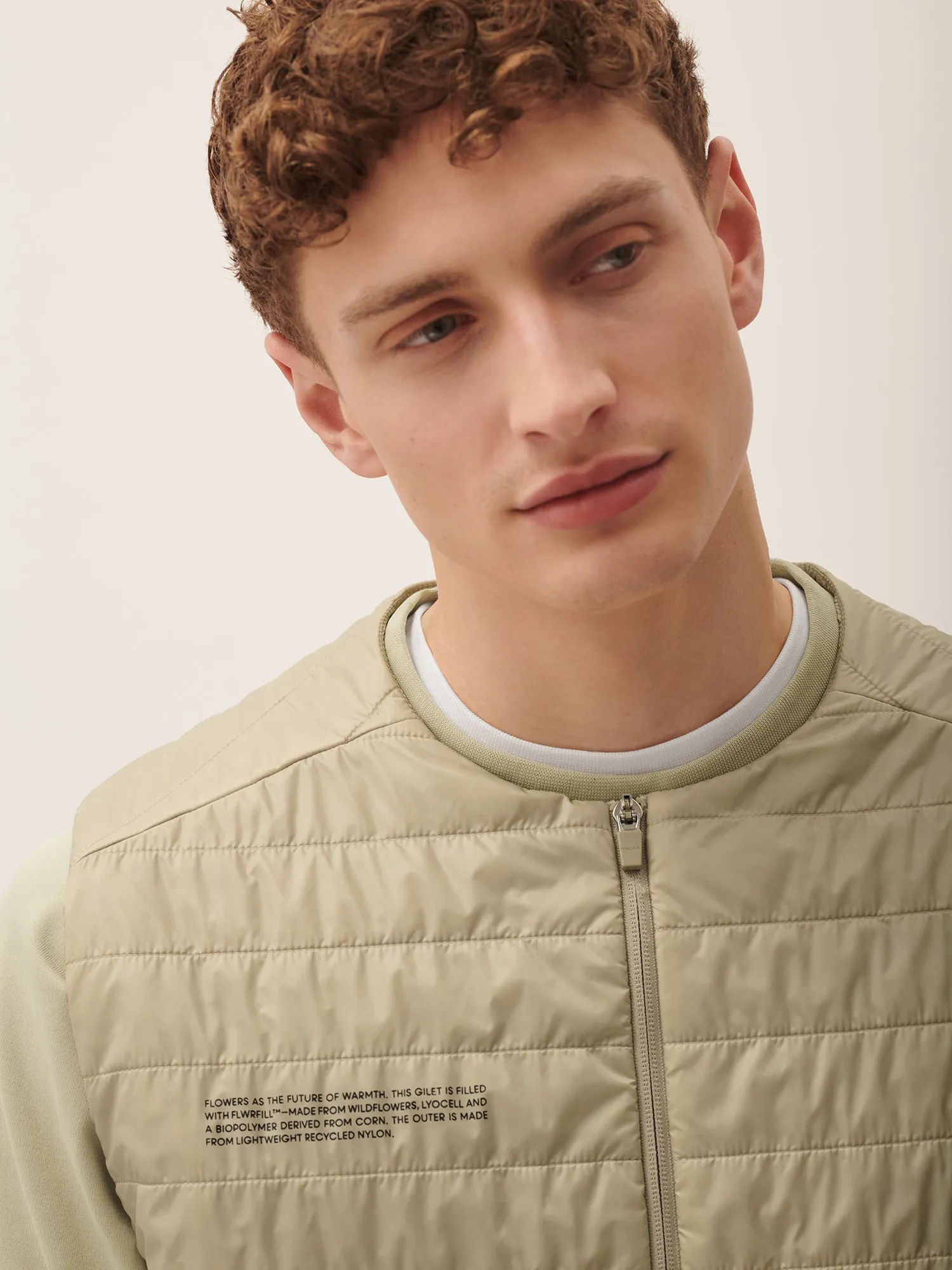 Mens Flower-Warmth Lite Gilet—Wheat Beige sold by Pangaia product image thumbnail 5