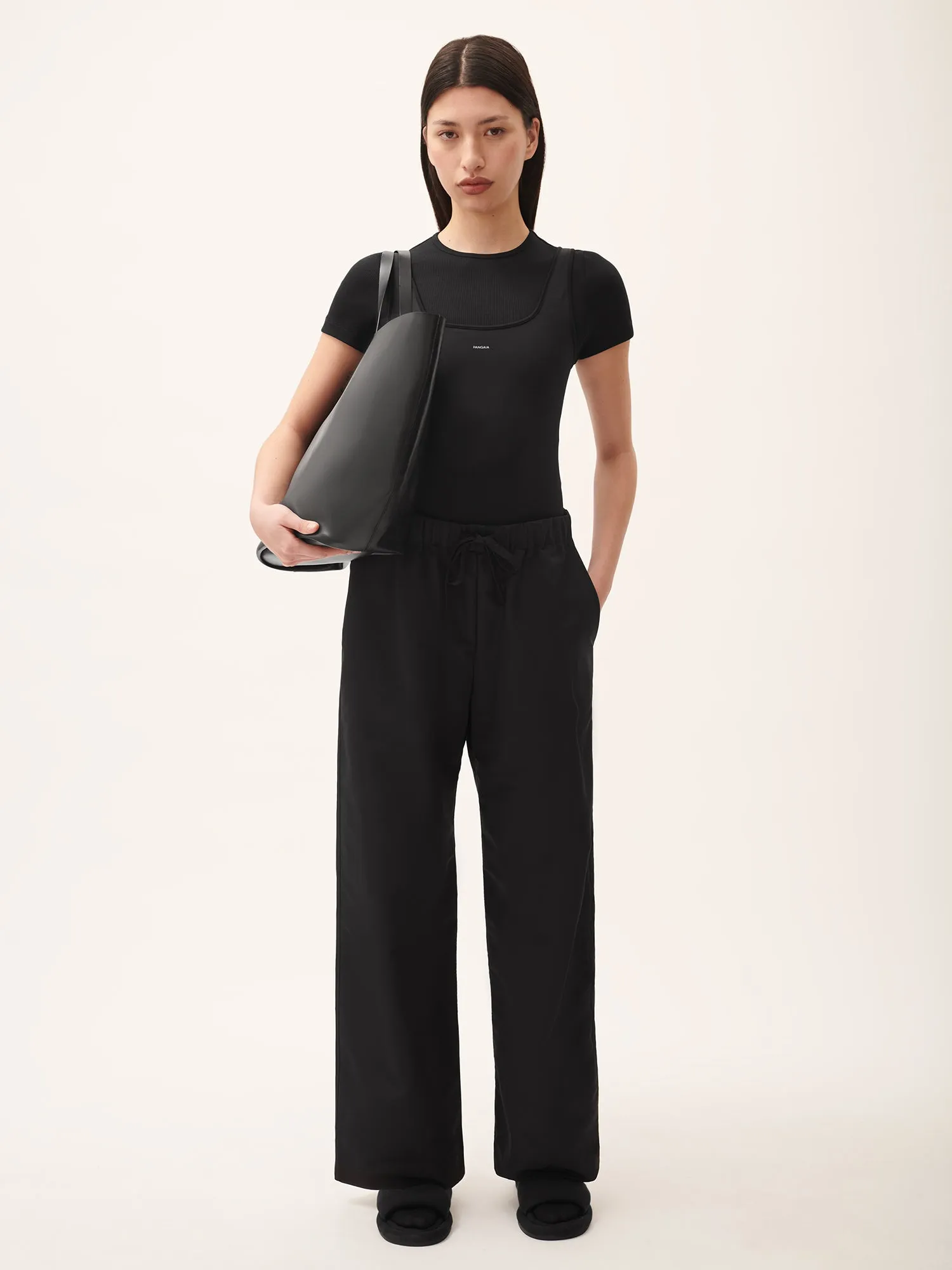 Women's (gaia)PLNT Nylon Straight Leg Track Pants—Black sold by Pangaia product image thumbnail 4