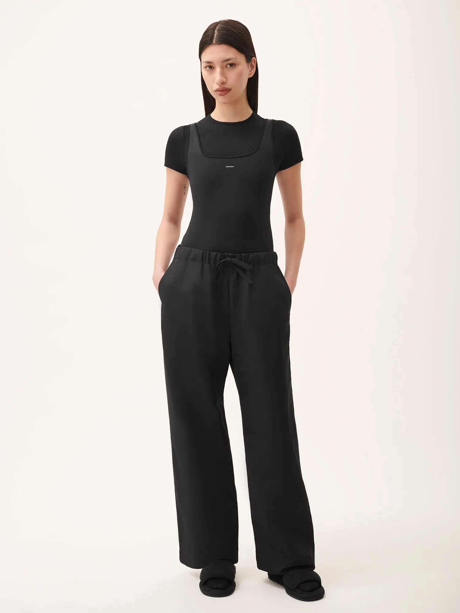 Women's (gaia)PLNT Nylon Straight Leg Track Pants—Black sold by Pangaia product image thumbnail 2