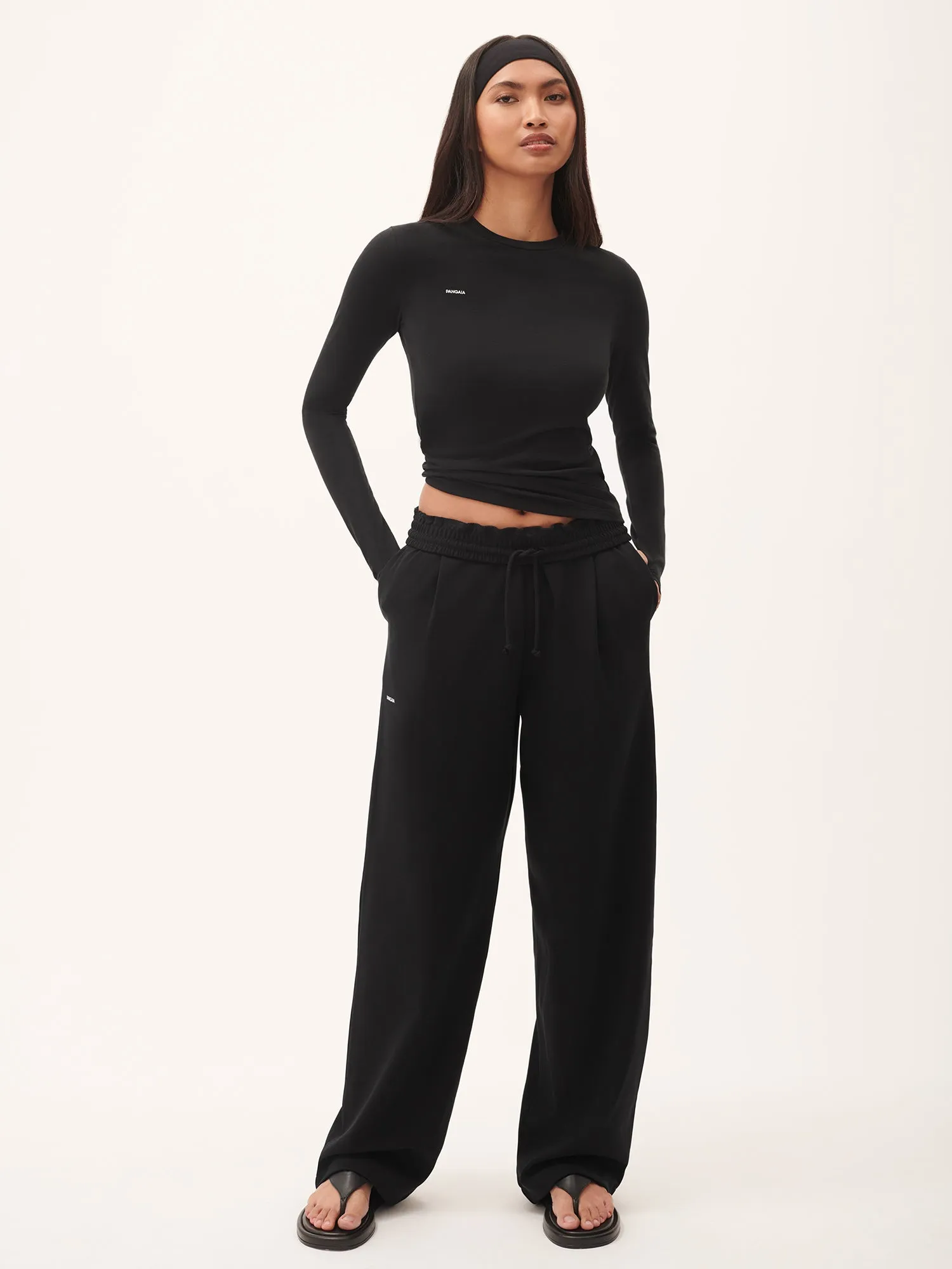 Womens 365 Cotton-Stretch Long-Sleeved Top—Black sold by Pangaia product image thumbnail 2