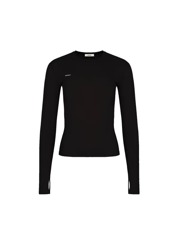 Womens 365 Cotton-Stretch Long-Sleeved Top—Black made by Pangaia