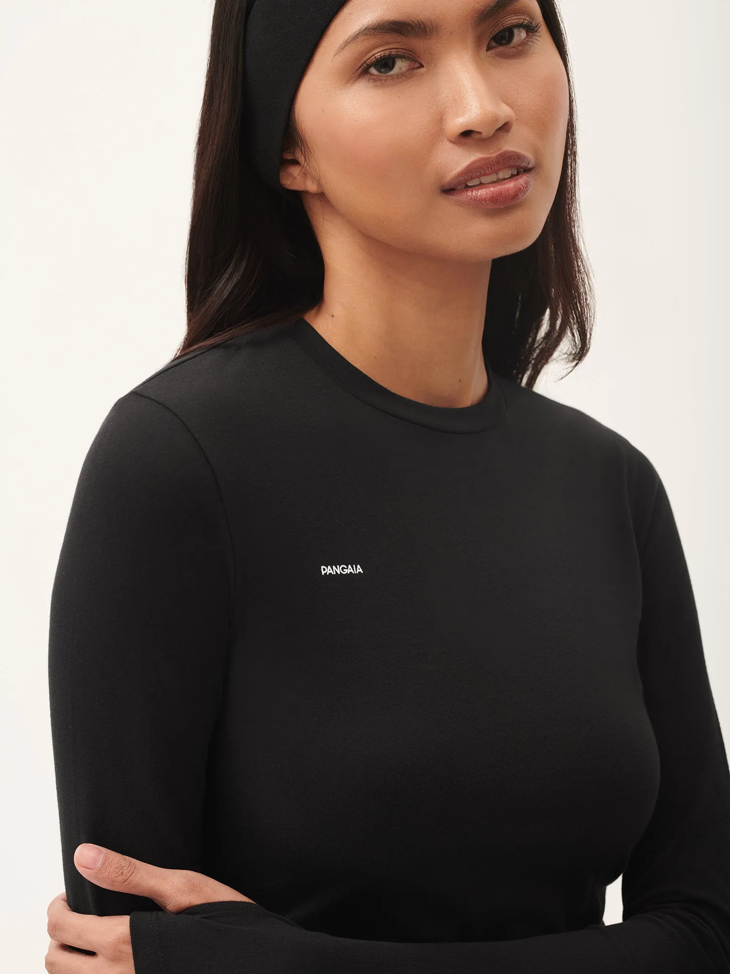 Womens 365 Cotton-Stretch Long-Sleeved Top—Black sold by Pangaia product image thumbnail 5