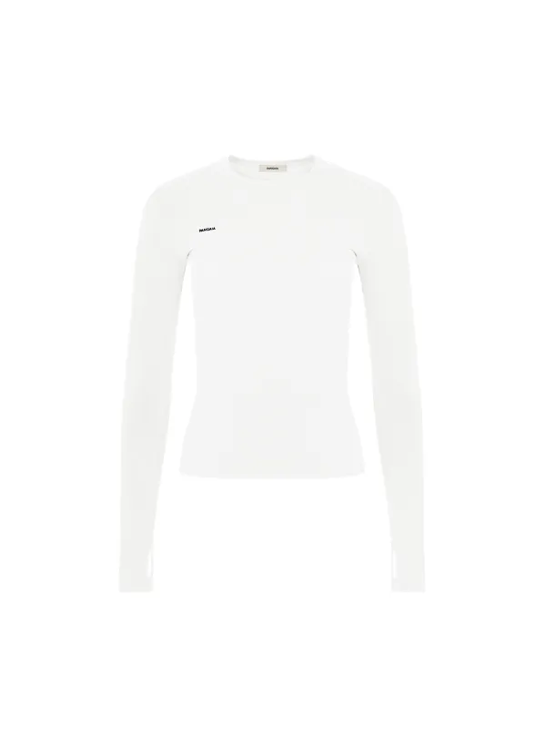 Womens 365 Cotton-Stretch Long-Sleeved Top—Off-White made by Pangaia