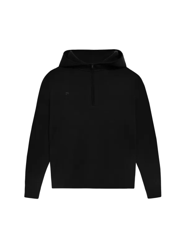 Merino Wool Half Zip Hoodie—black sold by Pangaia