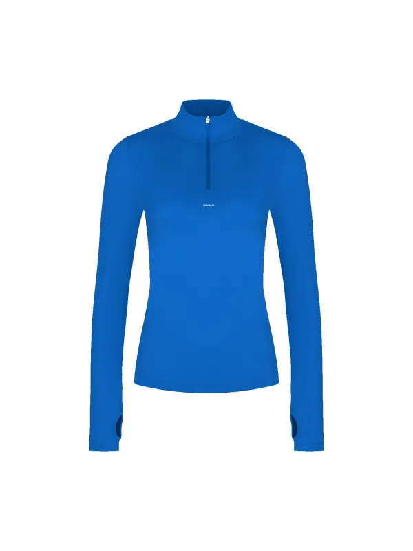 Womens 99% Bio-Based Zipped Long Sleeve Top—Gaia Blue sold by Pangaia
