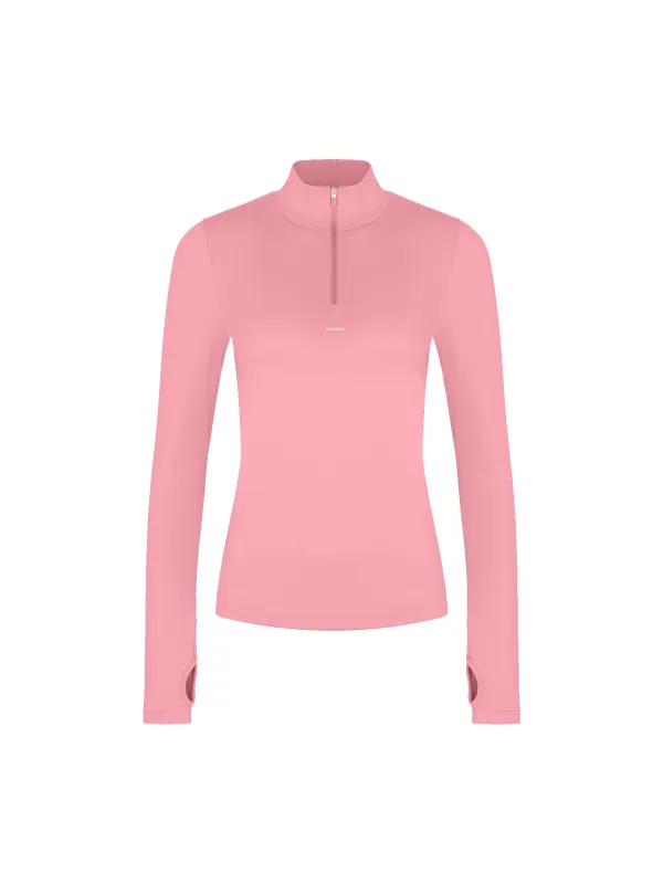 Womens 99% Bio-Based Zipped Long Sleeve Top—Dewy Rose sold by Pangaia