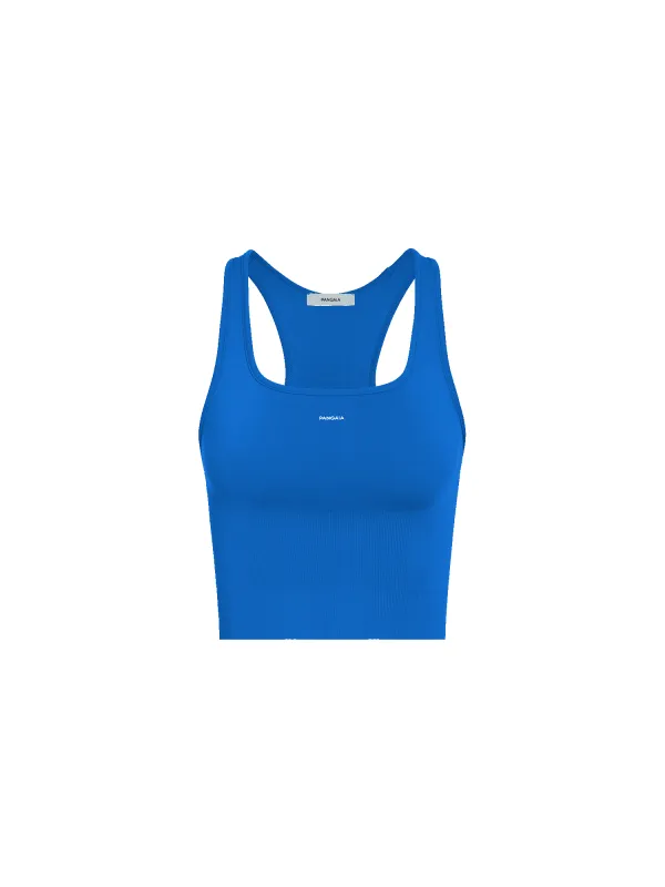 Womens 99% Bio-Based Compressive Ribbed Tank Top—Gaia Blue sold by Pangaia