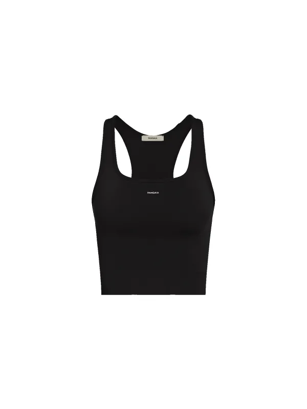 Womens 99% Bio-Based Compressive Ribbed Tank Top—Black sold by Pangaia