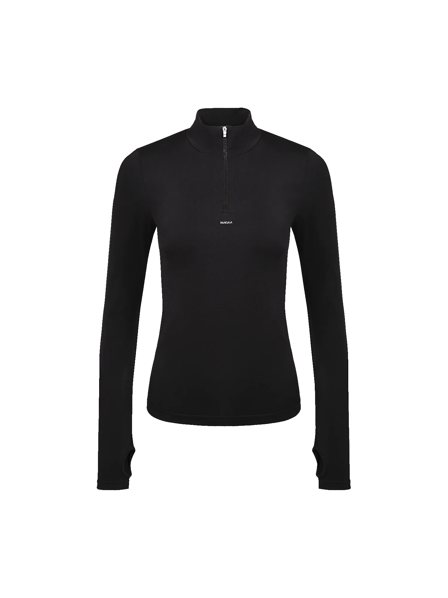 Women's Plant-Stretch Zipped Long Sleeve Top—black sold by Pangaia