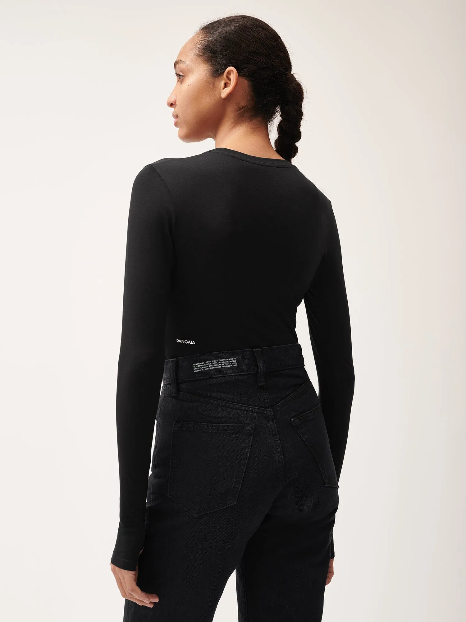 Women's 365 Cotton Stretch Long-Sleeved Top—black sold by Pangaia product image thumbnail 3