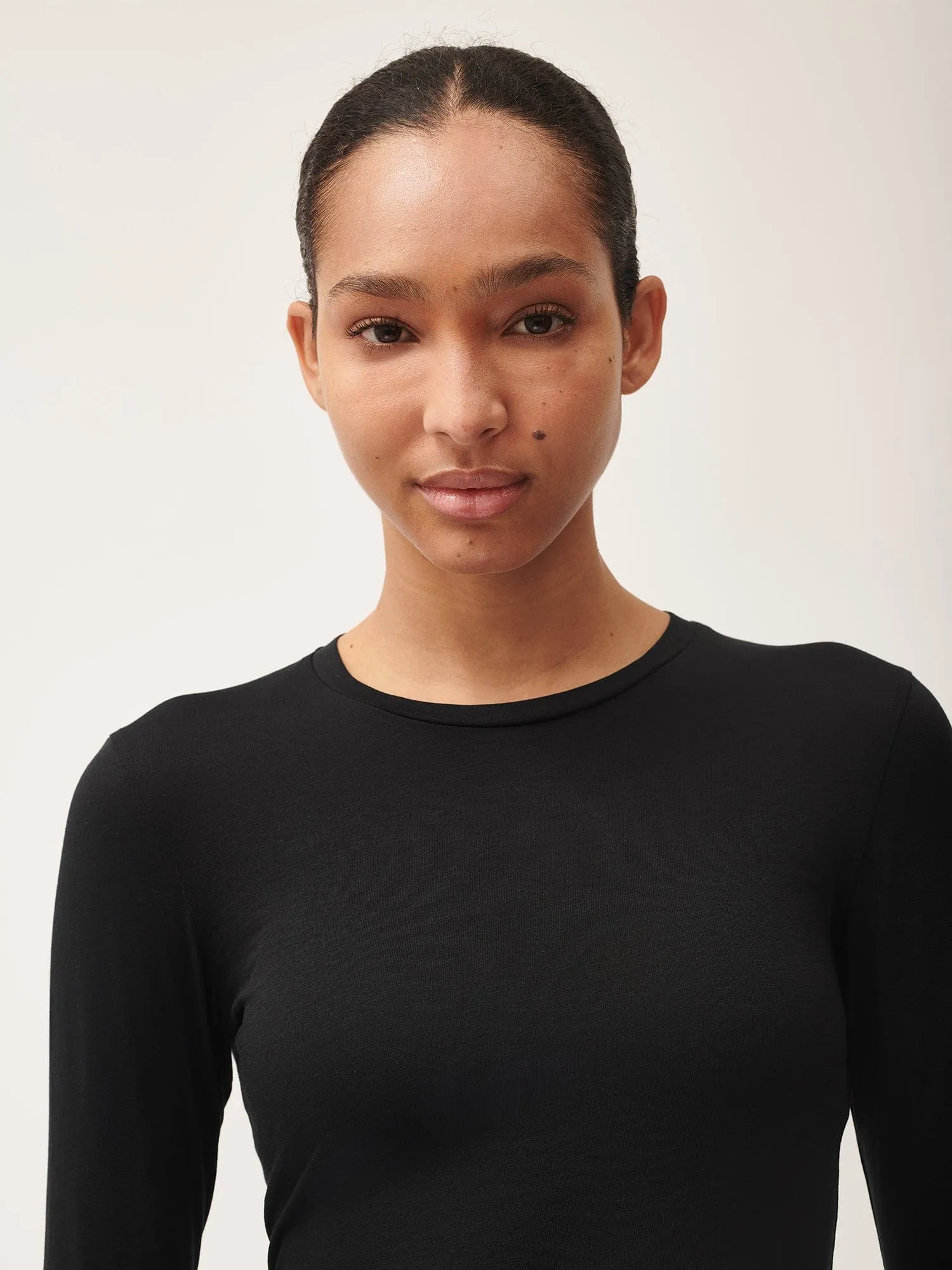 Women's 365 Cotton Stretch Long-Sleeved Top—black sold by Pangaia product image thumbnail 4