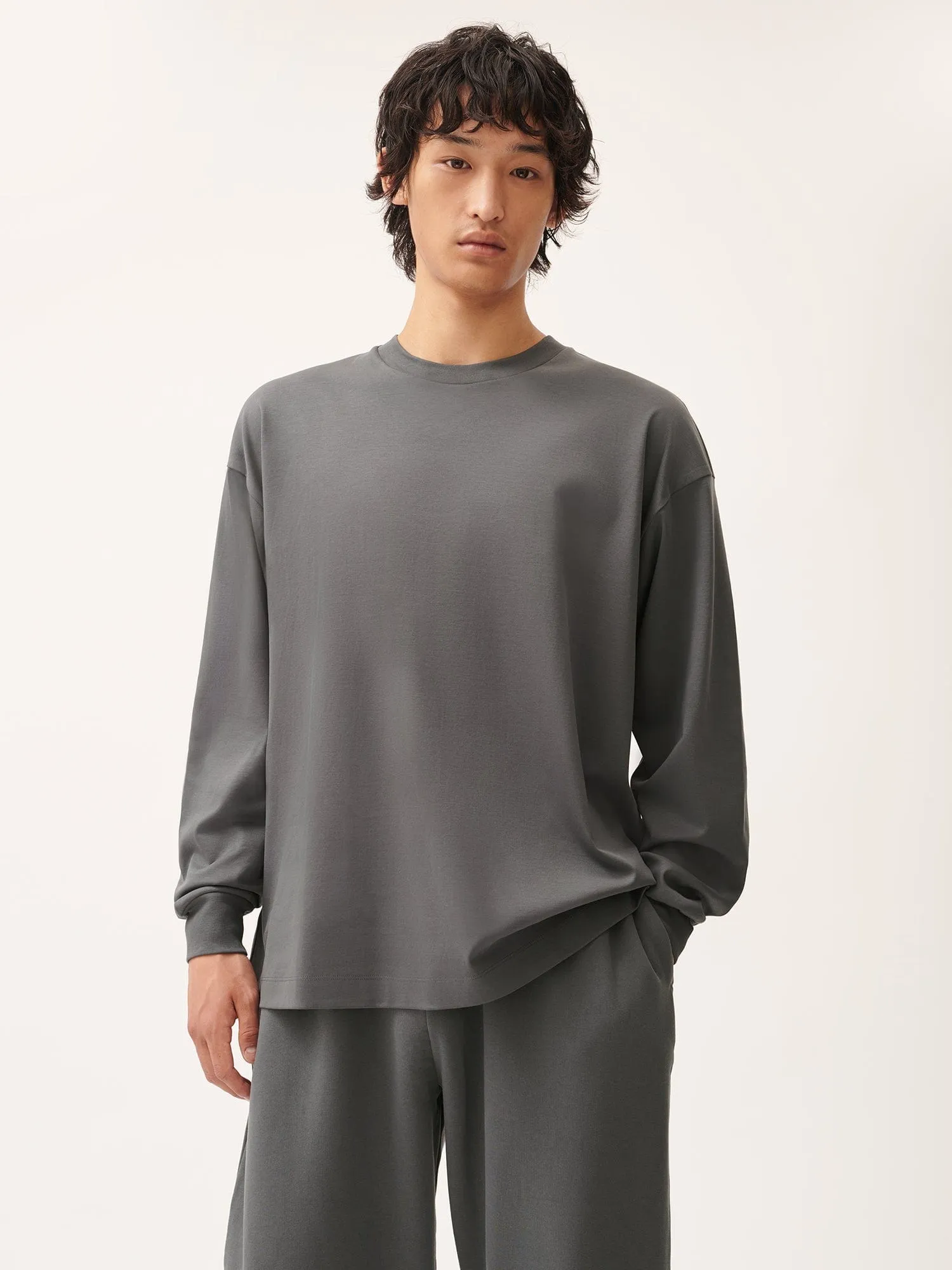 Mens DNA Long Sleeve T-Shirt—atmosphere grey sold by Pangaia product image thumbnail 2