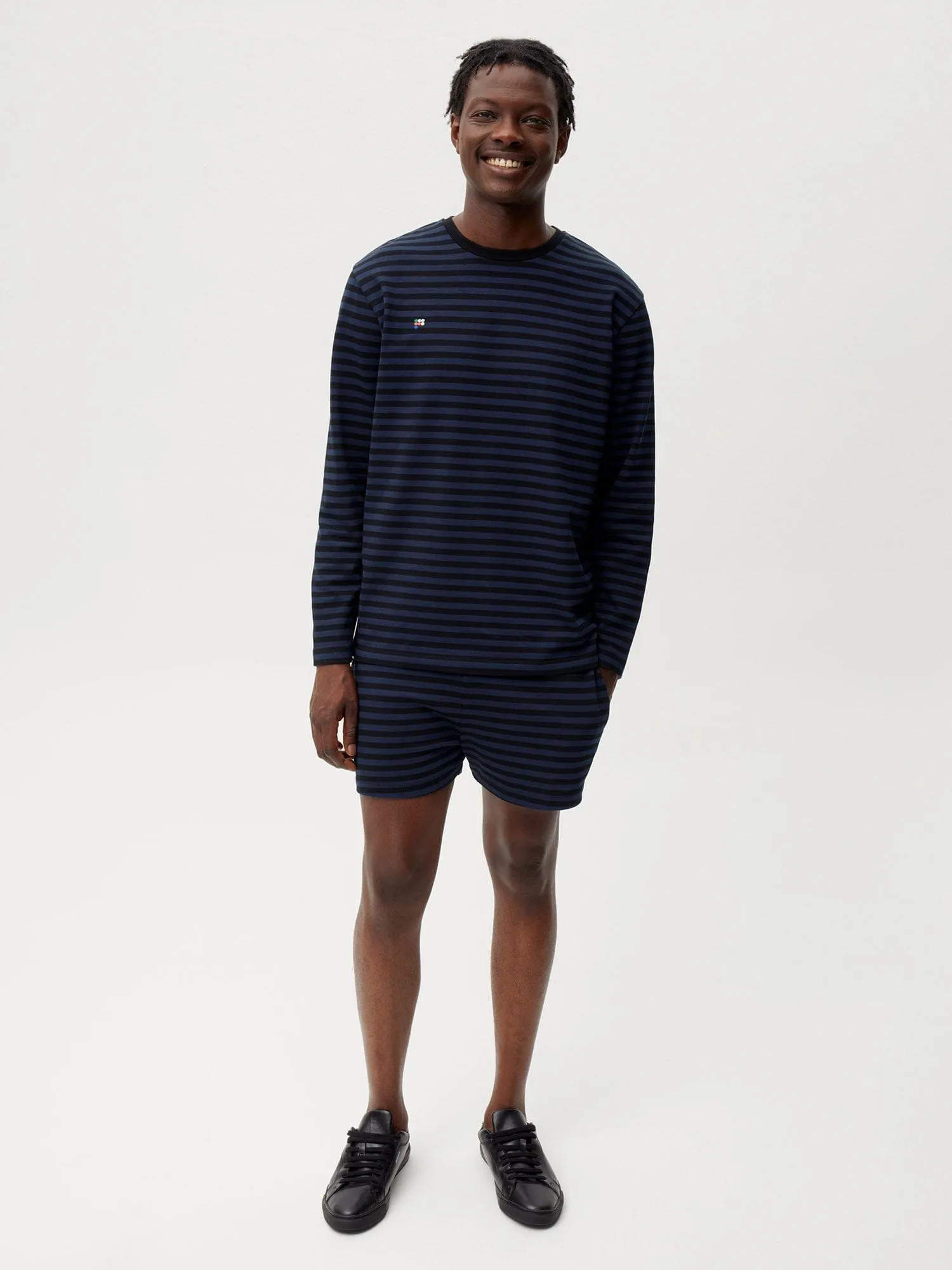 Archive Summer Stripes Shorts—navy blue sold by Pangaia product image thumbnail 3