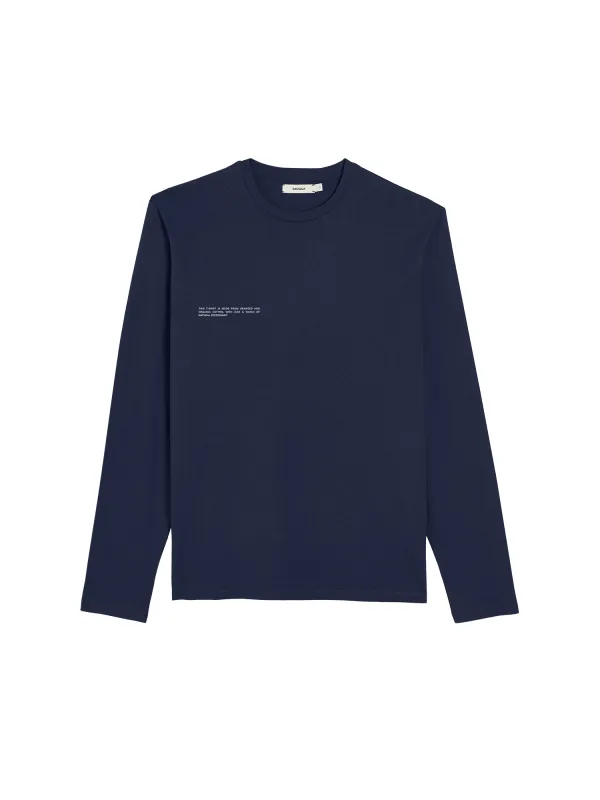 Cotton Long Sleeve T-shirt with C-FIBER™—navy blue made by Pangaia