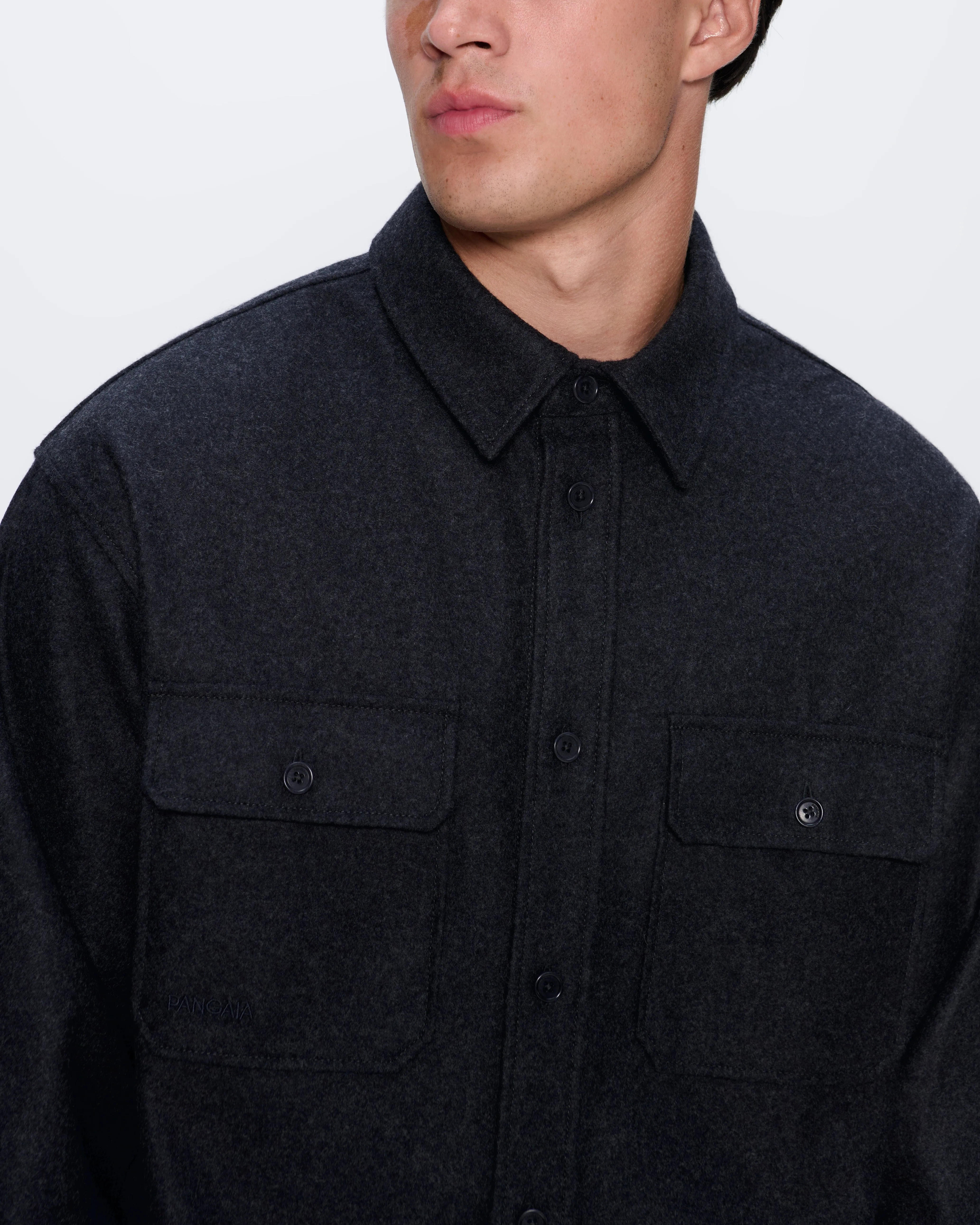 Mens Recycled Wool Long-Sleeve Shirt—Mercury Grey sold by Pangaia product image thumbnail 4